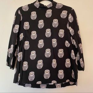 H&M Black Blouse with Owl Print